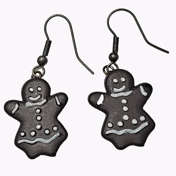 Gingerbread Man Cookie Dangle Earrings Christmas Holiday Fashion Jewelry Women - Picture 1 of 4